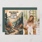 山林素朴写真第1回誕生日 招待状 (正面/裏面)