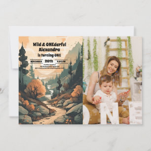 山林素朴写真第1回誕生日 招待状