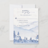 山林素朴地ブルーウォーターカラーミール 出欠カード (正面)