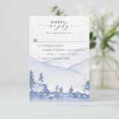 山林素朴地ブルーウォーターカラーミール 出欠カード (スタンド正面)