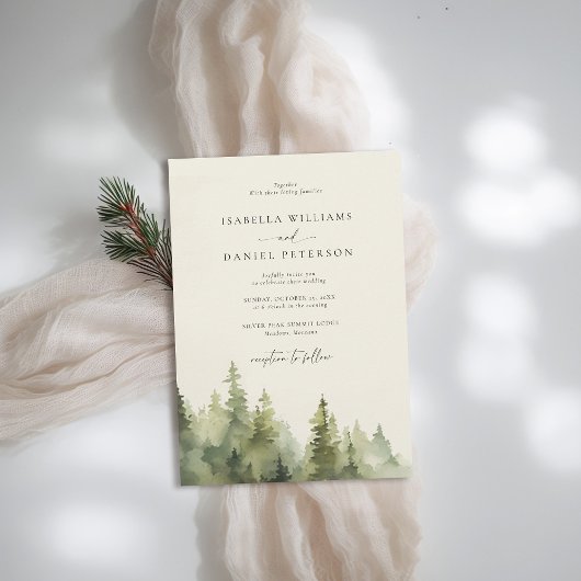 山林素朴屋外ヴィンテージ結婚式 招待状