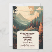 山林素朴常緑赤ちゃんシャワー 招待状 (正面)