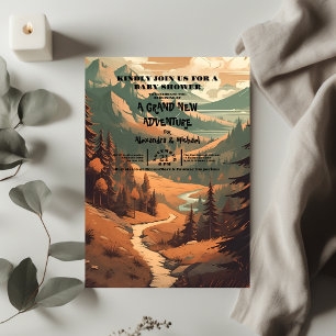 山林素朴常緑赤ちゃんシャワー 招待状