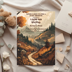 山林素朴常緑赤ちゃんシャワー 招待状