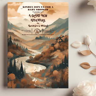 山林素朴常緑赤ちゃんシャワー 招待状