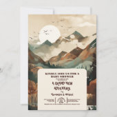 山林素朴常緑赤ちゃんシャワー 招待状 (正面)