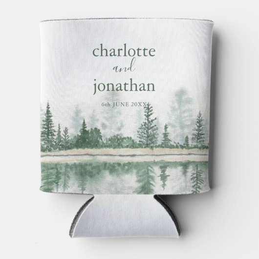 山林素朴水彩結婚式の引き出物 缶クーラー (正面)