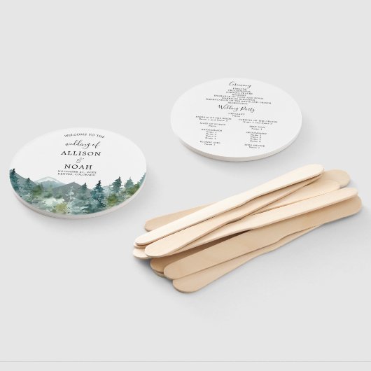 山林素朴水彩結婚式 ハンドファン (組立なし)