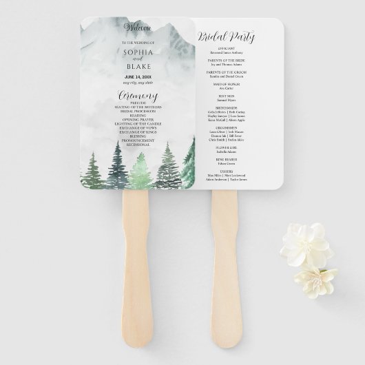 山林素朴結婚式 プログラムファン ハンドファン (正面&裏面)