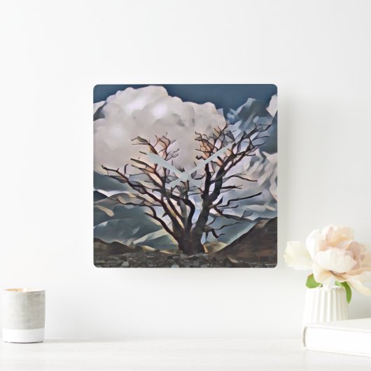 山樹 スクエア壁時計 (ホーム)