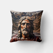 山水に眠るイエスの木像 クッション (裏面)