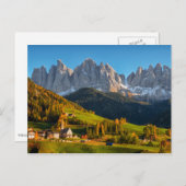 山水のポスタカを持つ教会と村 ポストカード (正面/裏面)