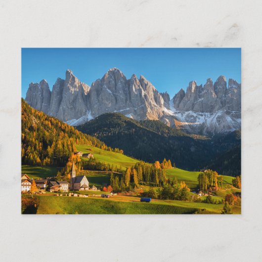 山水のポスタカを持つ教会と村 ポストカード (正面)