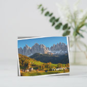 山水のポスタカを持つ教会と村 ポストカード (スタンド正面)