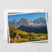 山水のポスタカを持つ教会と村 ポストカード (正面/裏面)