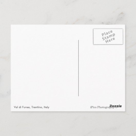 山水のポスタカを持つ教会と村 ポストカード (裏面)