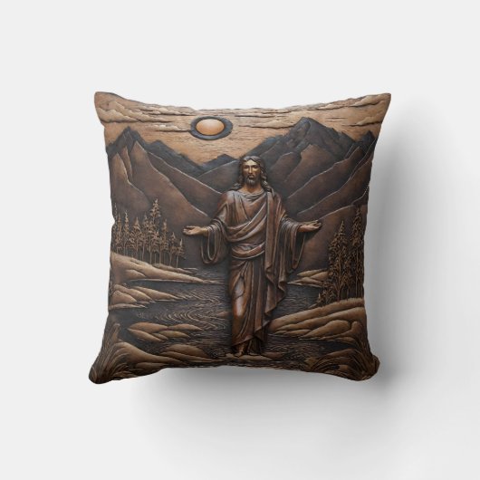 山水の川辺にイエスが立つ クッション (裏面)
