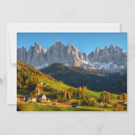 山水を持つ教会·村 マグネット招待状