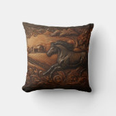 山水威厳のあるに彫った馬素朴の彫刻 クッション (正面)