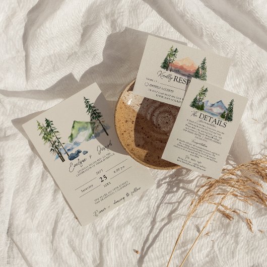 山水彩木林松結婚林 招待状