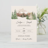 山水彩森林松の木のウェディングテンプレート 招待状 (スタンド正面)