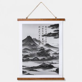 山水画 幻想の松 吊り下げ型タペストリー