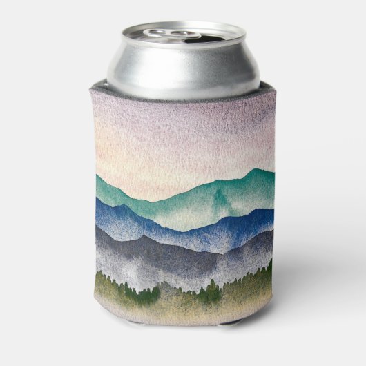 山水白熱［赤熱］光を放つ色の山の風景 缶クーラー (缶裏面)