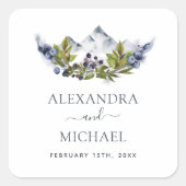 山水素朴色の緑結婚色 スクエアシール (正面)