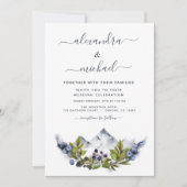 山水素朴色の緑結婚色 招待状 (正面)