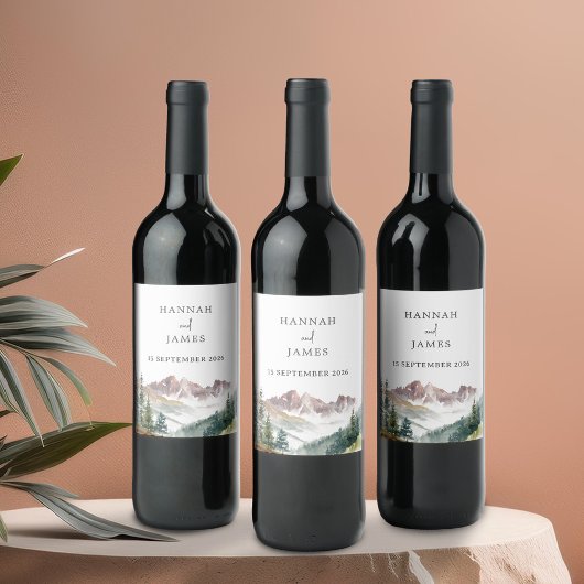 山水素朴色結婚屋外 ワインラベル