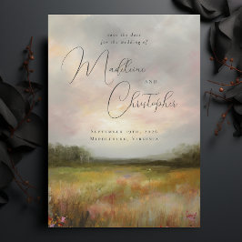 山水絵画の夏の牧草地写真 セーブザデート