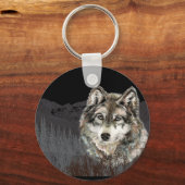 山水色ウルフ動物の荒野 キーホルダー (正面)