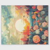 山水赤と白ケシ太陽 ラッピングペーパー (フラット)