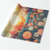 山水赤と白ケシ太陽 ラッピングペーパー (アンロールド)