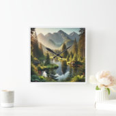 山池 スクエア壁時計 (ホーム)