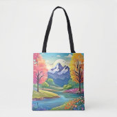 山河の風景アート トートバッグ (正面)
