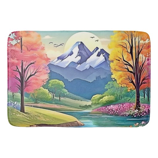 山河の風景アート バスマット (正面)