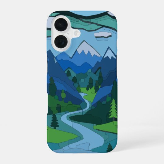 山河谷の切り絵 iPhone 16ケース (裏面)