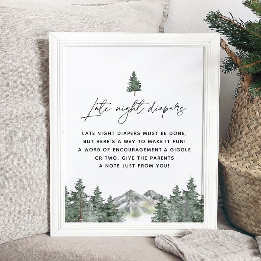 山深夜おむつ赤ちゃんシャワーサイン ポスター