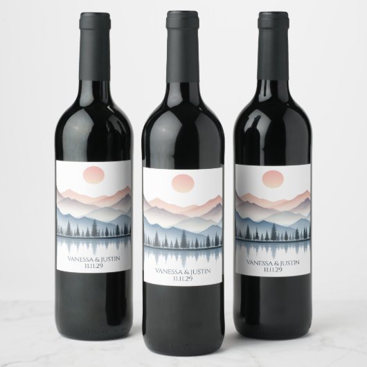 山湖での結婚式 ワインラベル (ボトル)