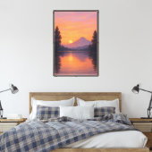山湖に沈む夕日 キャンバスプリント (インサイチュ (寝室))