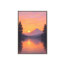 山湖に沈む夕日