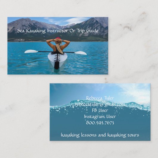 山湖のカヤックインストラクターまたはツアーガイド 名刺 (正面/裏面)