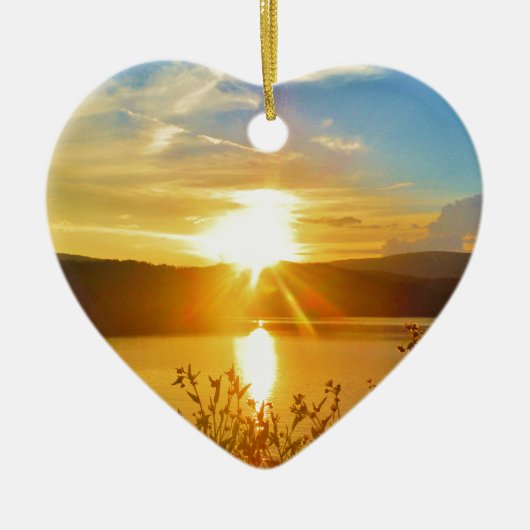 山湖の矢じりの日没 セラミックオーナメント (正面)