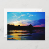 山湖の虹の日没 ポストカード (正面/裏面)