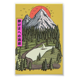山湖の静寂: 夕焼けの冒険が待っている フォトプリント           