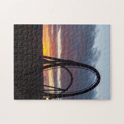 山火事上の日没 ジグソーパズル (横)