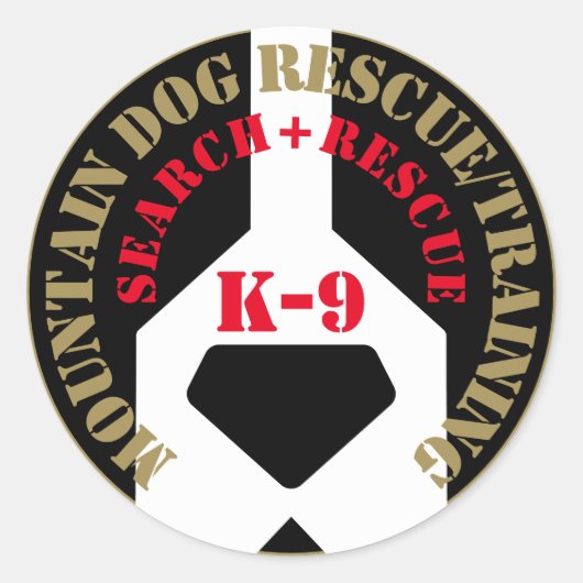 山犬の救助/訓練K-9 ラウンドシール (正面)