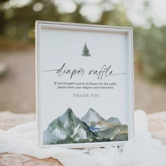 山男の子の赤ちゃんシャワーおむつラッフルサイン ポスター