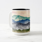 山白熱［赤熱］光を放つ景色の水色彩の鮮やか色 ツートーンマグカップ (正面左)